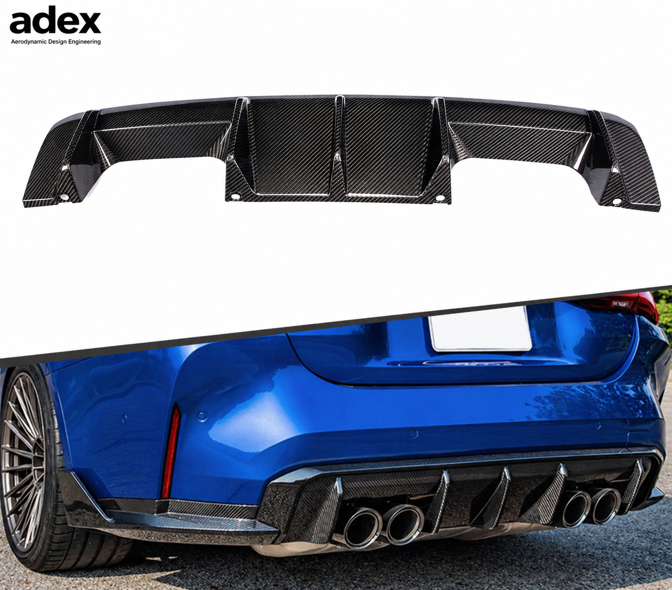 Adex G80/G82 Dry Carbon Fiber OEM Style Rear Bumper Diffuser